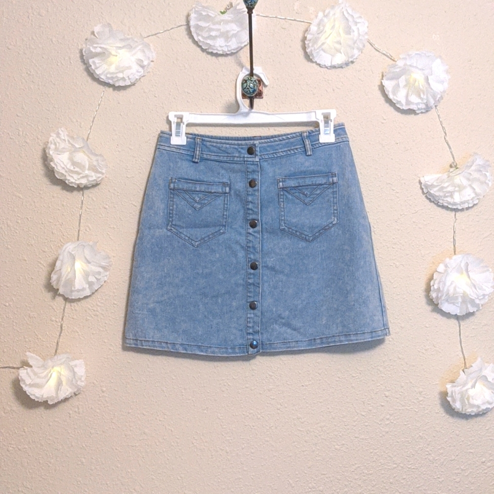 FREE! Love Riche Denim Button Down Skirt Size Small